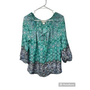 Christopher & Banks Small Floral Boho Peasant Blouse